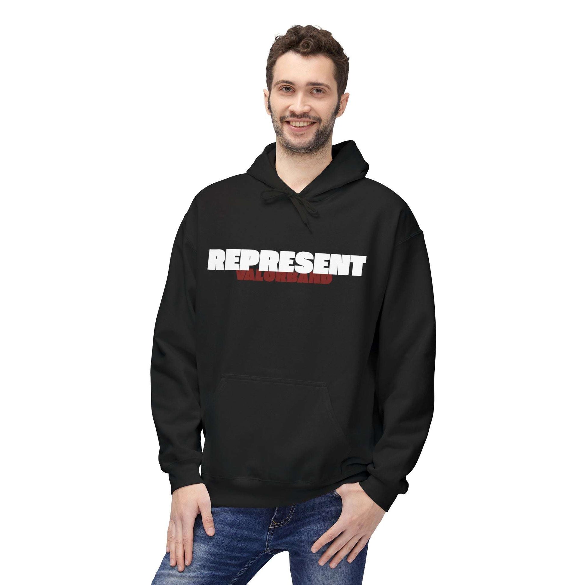 hoodies VALOR – Represent noir a capuche porter par une sportif