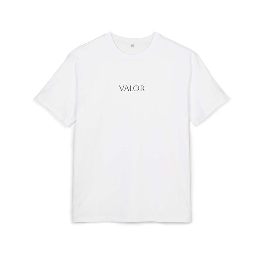 Tee-shirt blanc VALOR - REPRESENT en coton avec logo et inscription "Eternal Bravery – 2025" au dos, style streetwear et confort premium