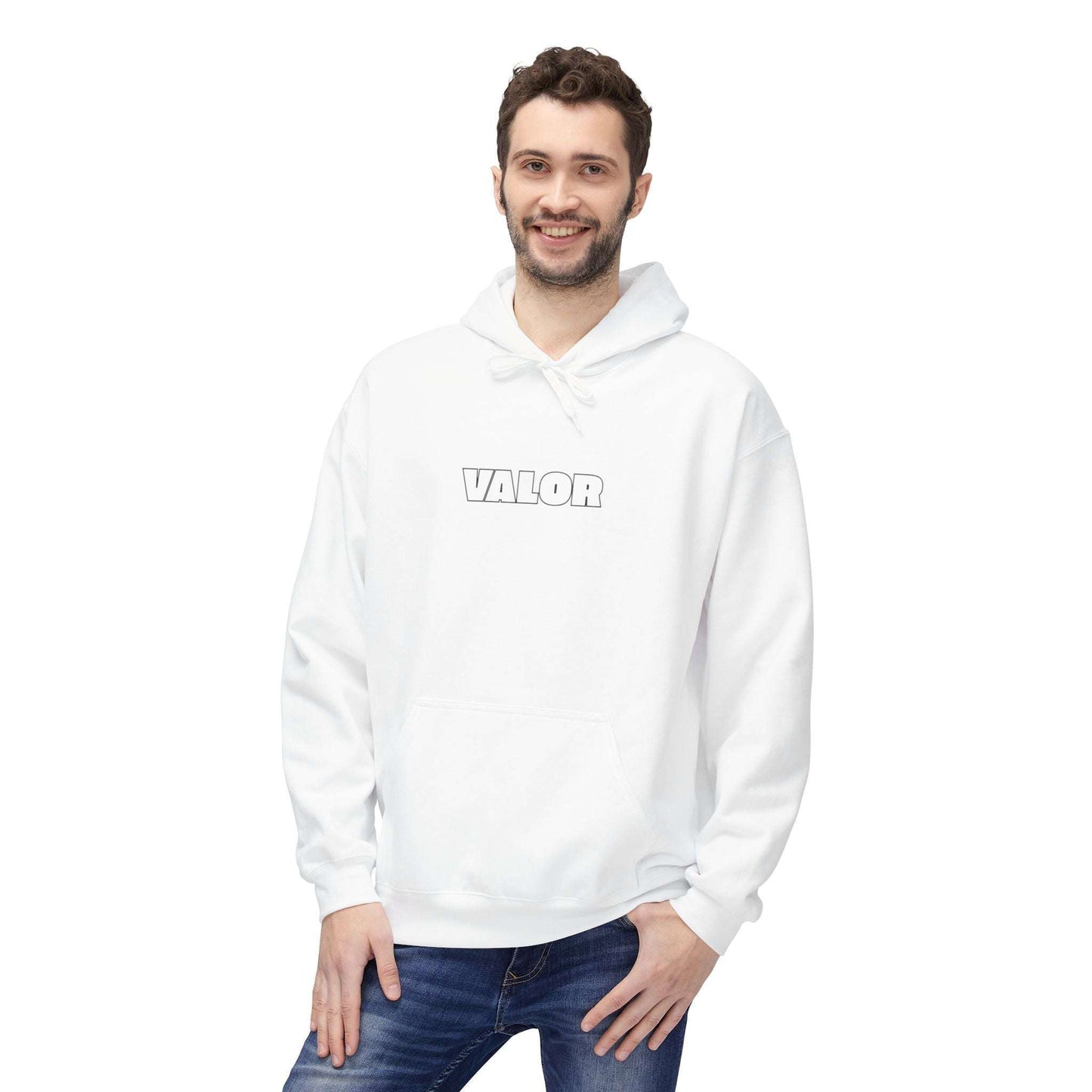 Hoodie blanc VALOR porté par un athlète