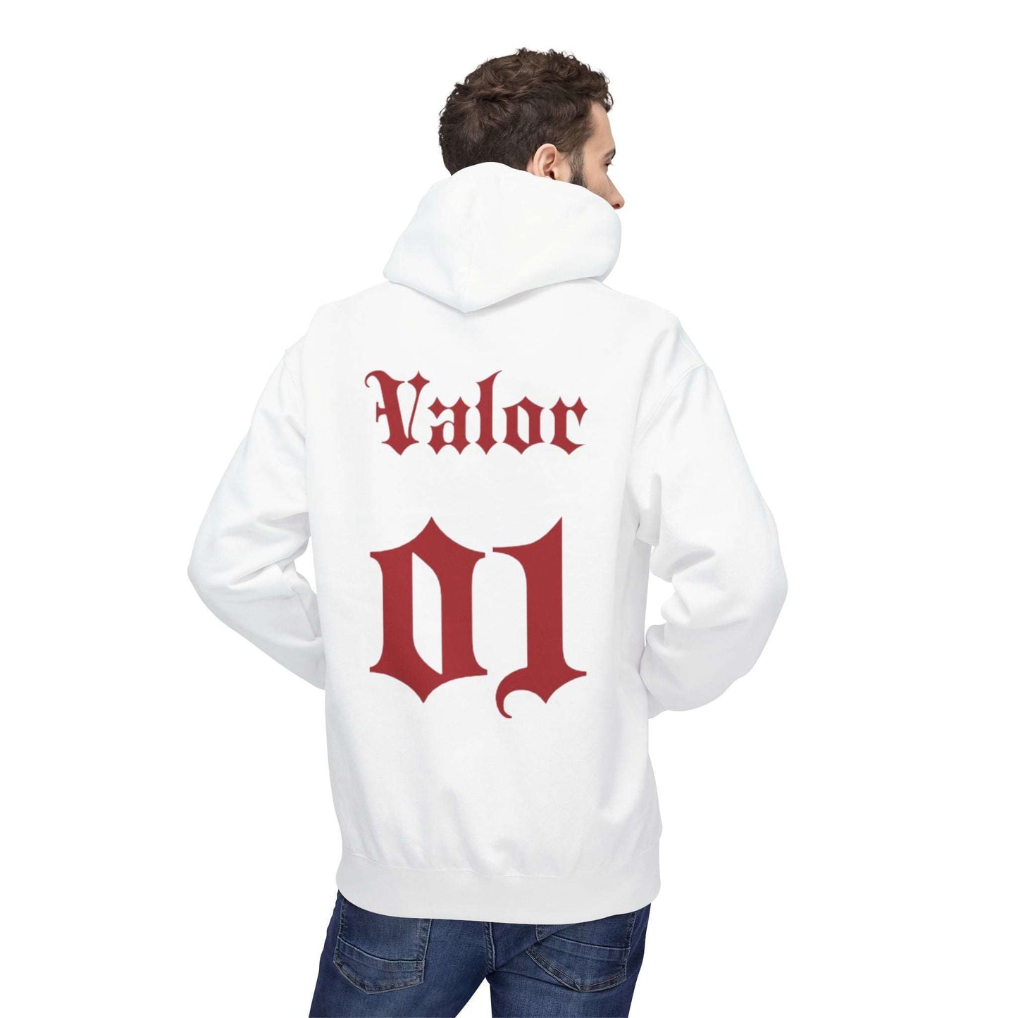 Hoodie VALOR – Team 01 de face porter par un sportif
