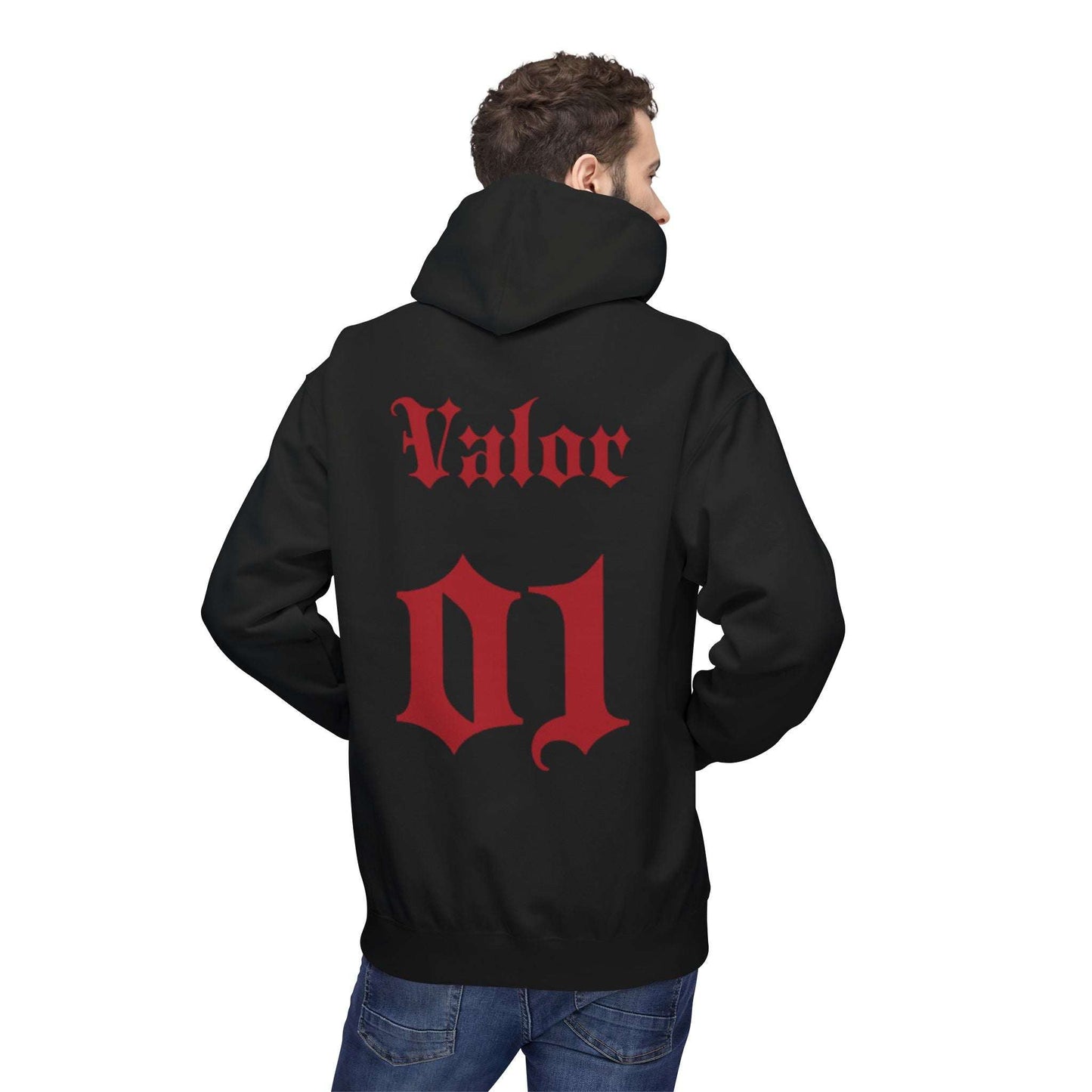 Hoodie VALOR – Team 01 de face porter par un sportif
