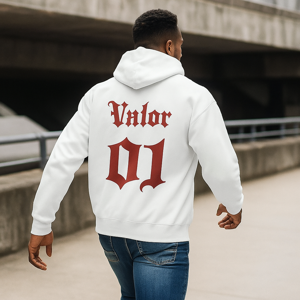 Hoodie VALOR – Team 01 blanc