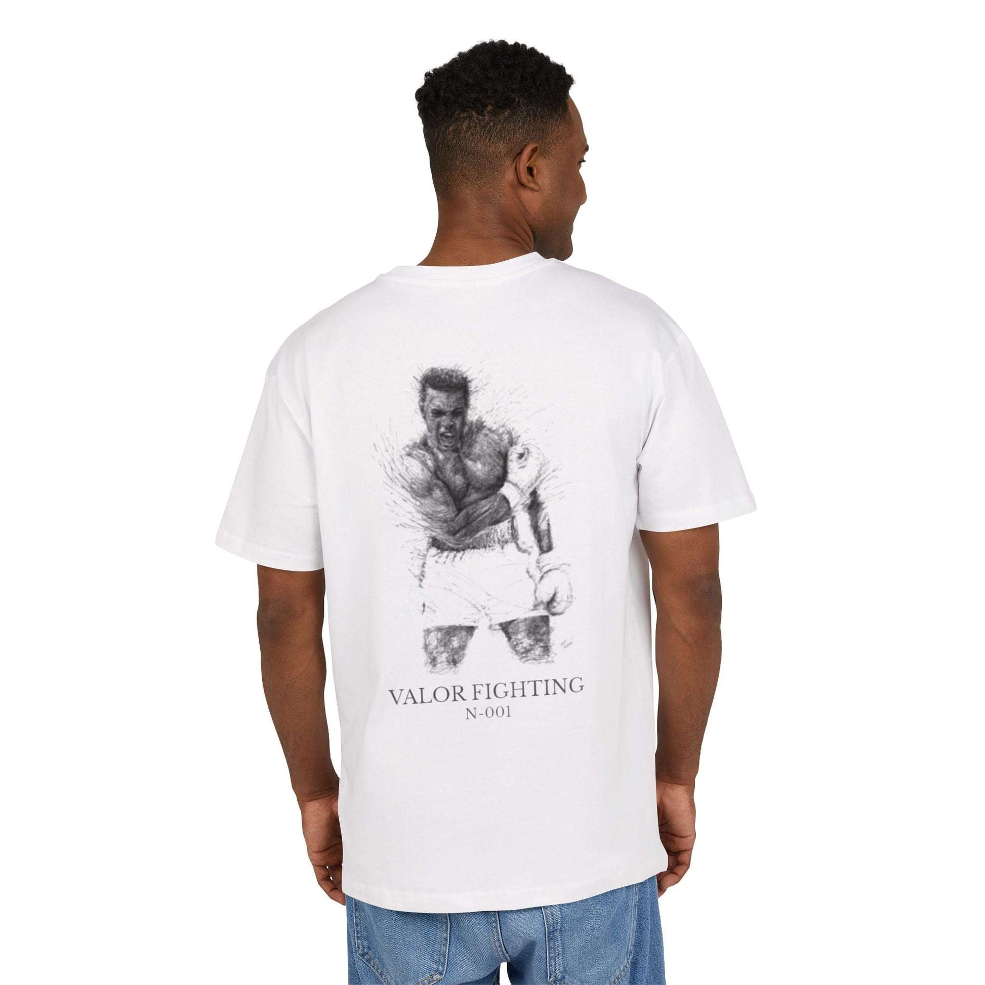 Tee shirt oversize VALOR - Fighting Spirit blanc porter sur un sportif