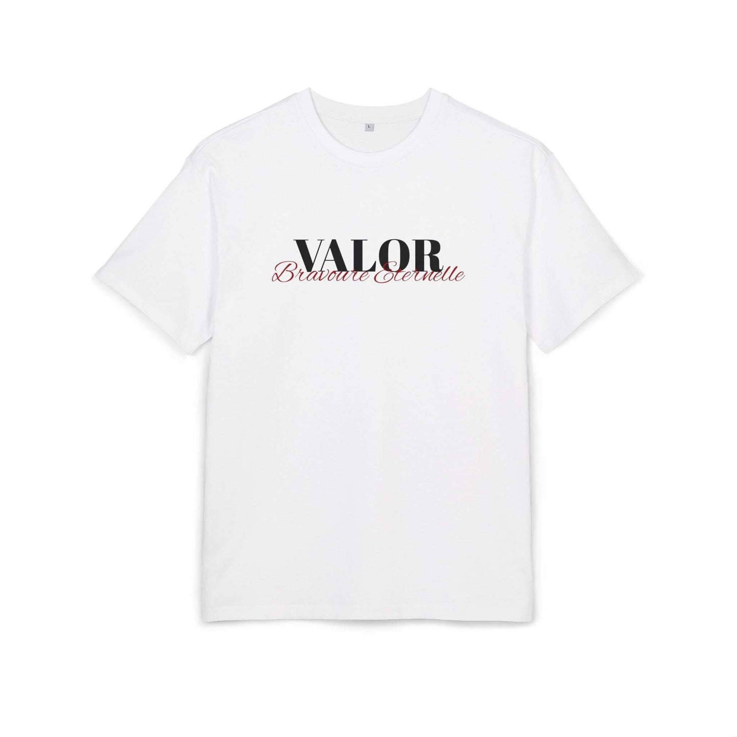 Tee shirt oversize VALOR – Bravoure Éternelle blanc de face