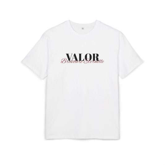 Tee shirt oversize VALOR – Bravoure Éternelle blanc de face