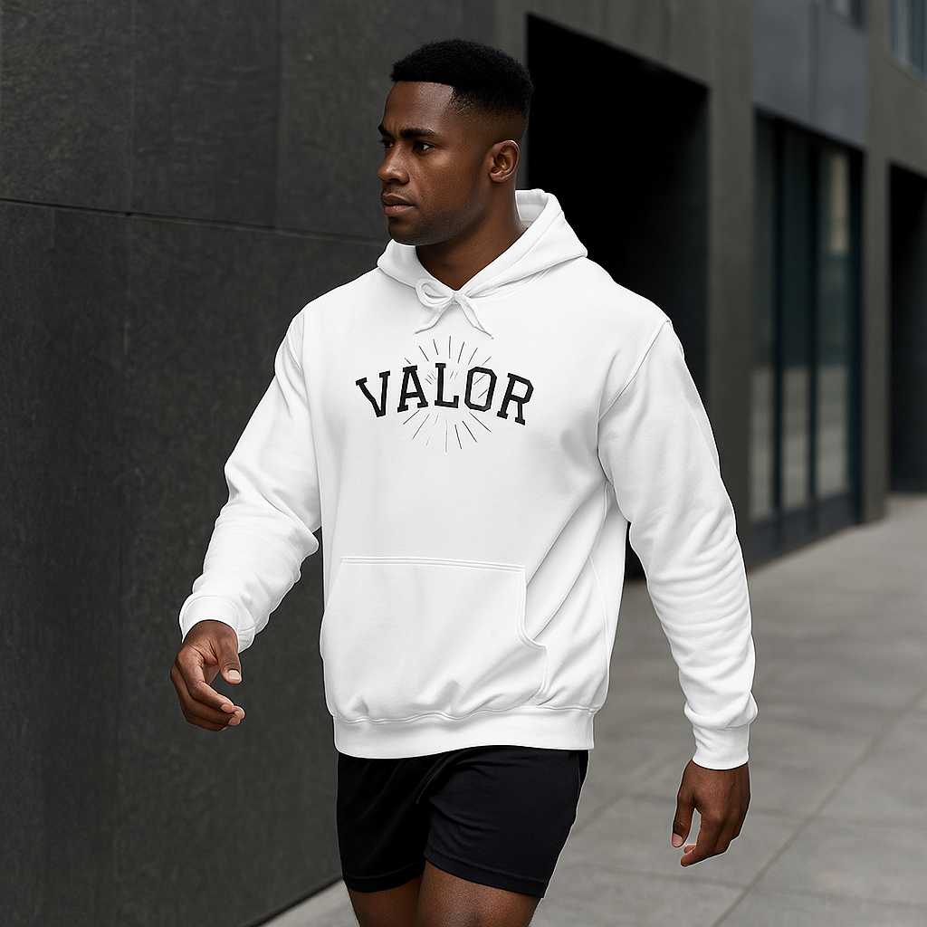 Pull a capuche VALOR – Essential Drop blanc