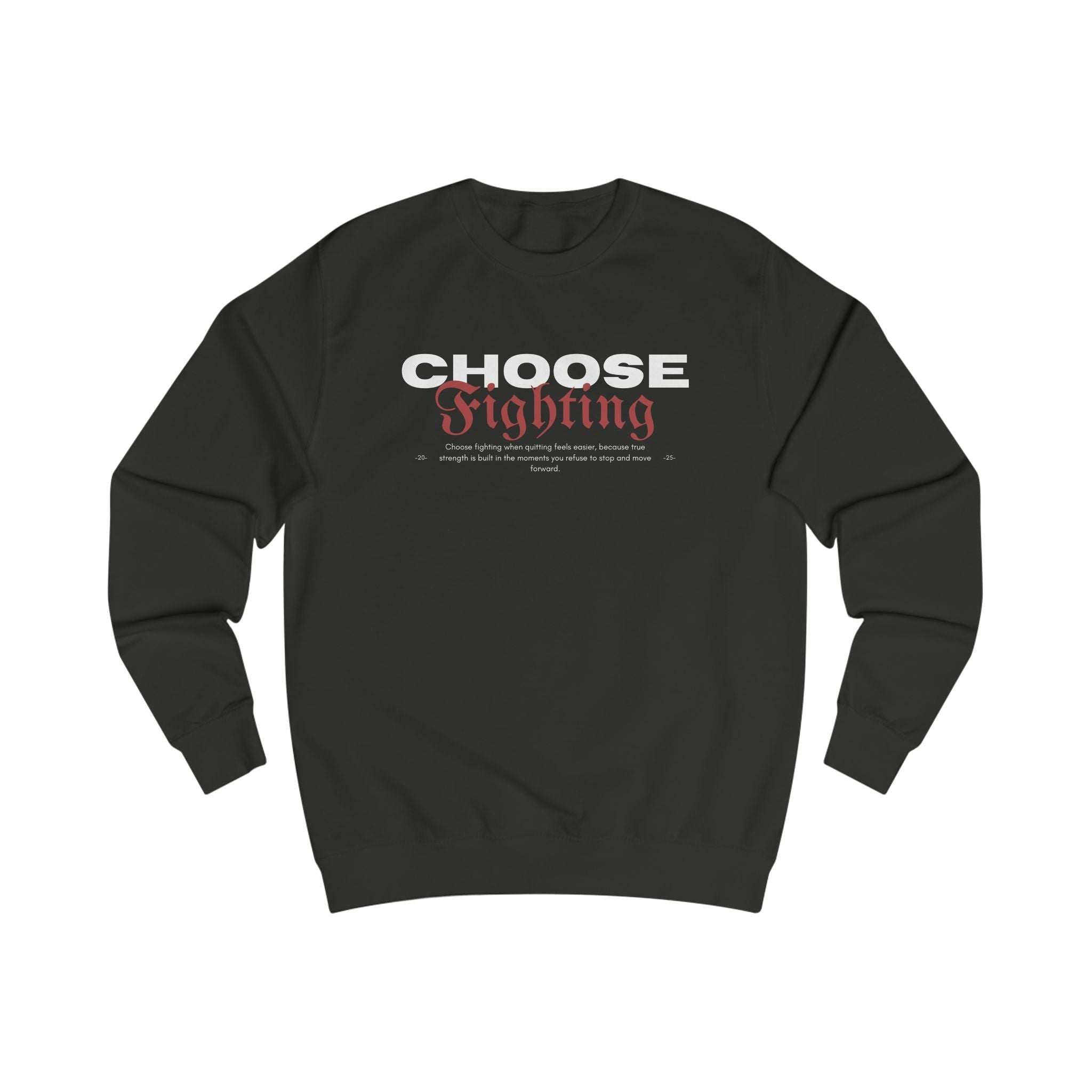 Sweatshirt musculation VALOR "Choose Fighting" pour hommes, noir avec inscription rouge, symbole de résilience et détermination sportive.