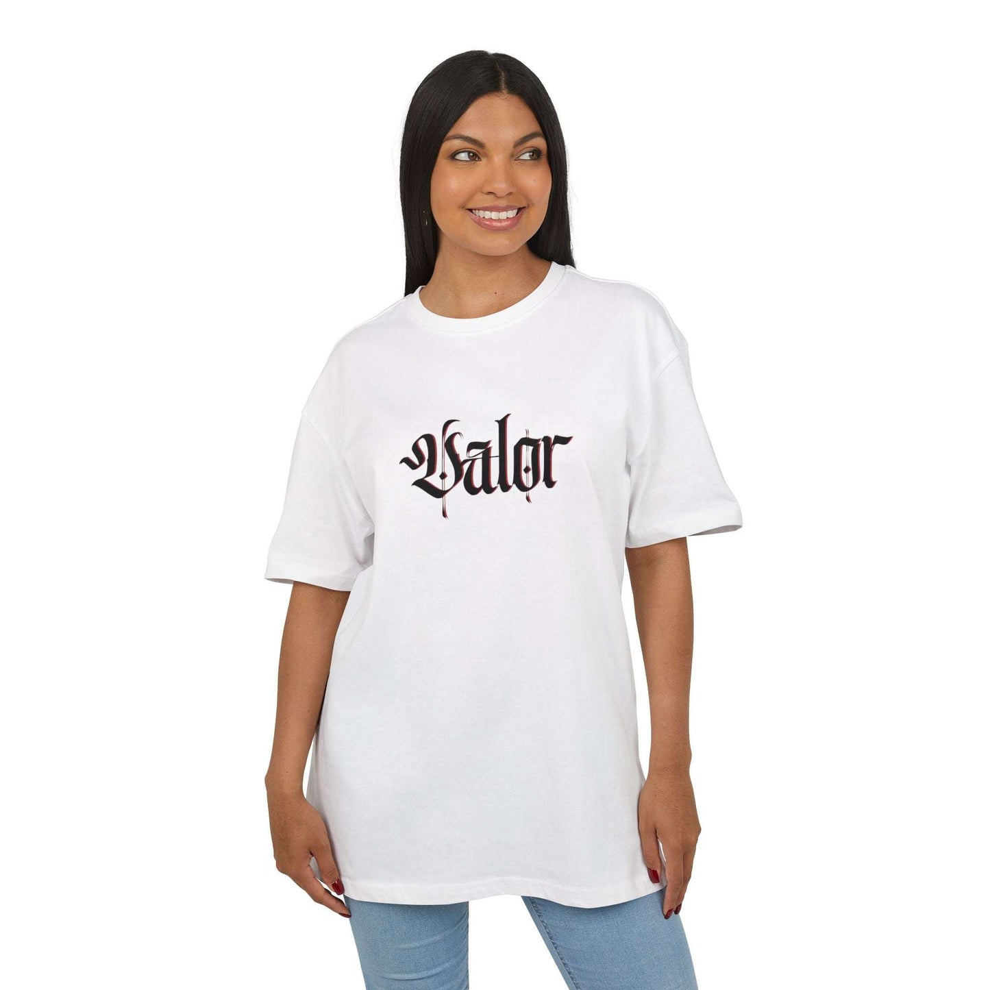 Tee shirt oversize VALOR – Dominion blanc porter par un sportif