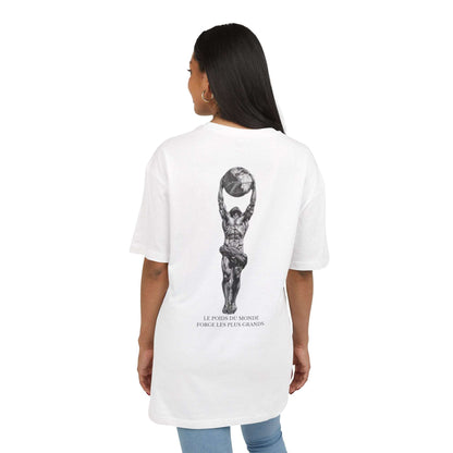 Tee shirt oversize VALOR – Le Poids du Monde blanc porter par un sportif