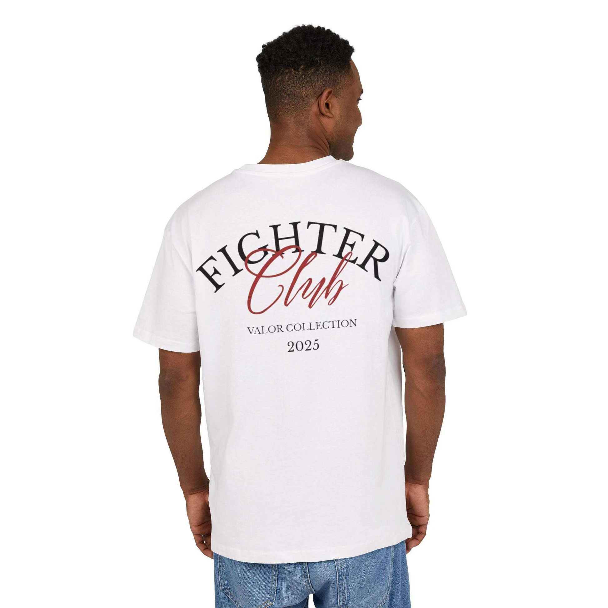 Tee shirt oversize VALOR - Fighter Club blanc porter par un sportif
