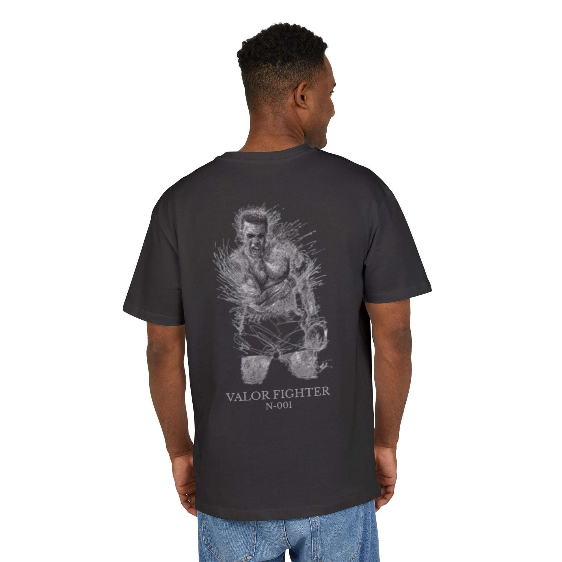 Tee shirt oversize VALOR - Fighting Spirit noir porter sur un sportif