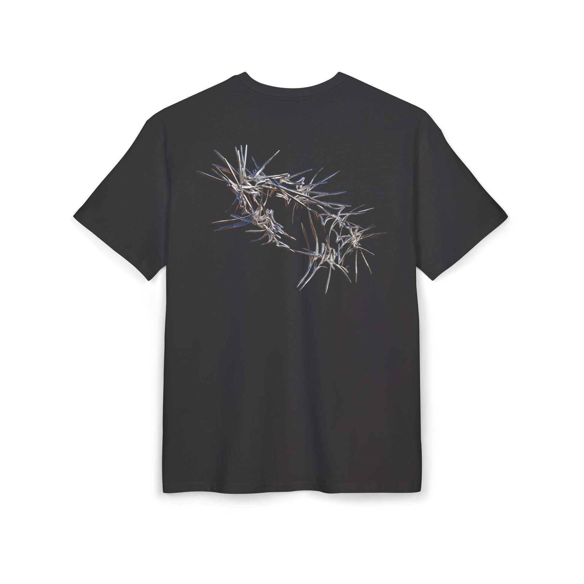 T-shirt noir VALOR – Crown of Pain avec imprimé couronne d’épines métallique symbolisant la force et la douleur transcendée.