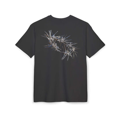 T-shirt noir VALOR – Crown of Pain avec imprimé couronne d’épines métallique symbolisant la force et la douleur transcendée.