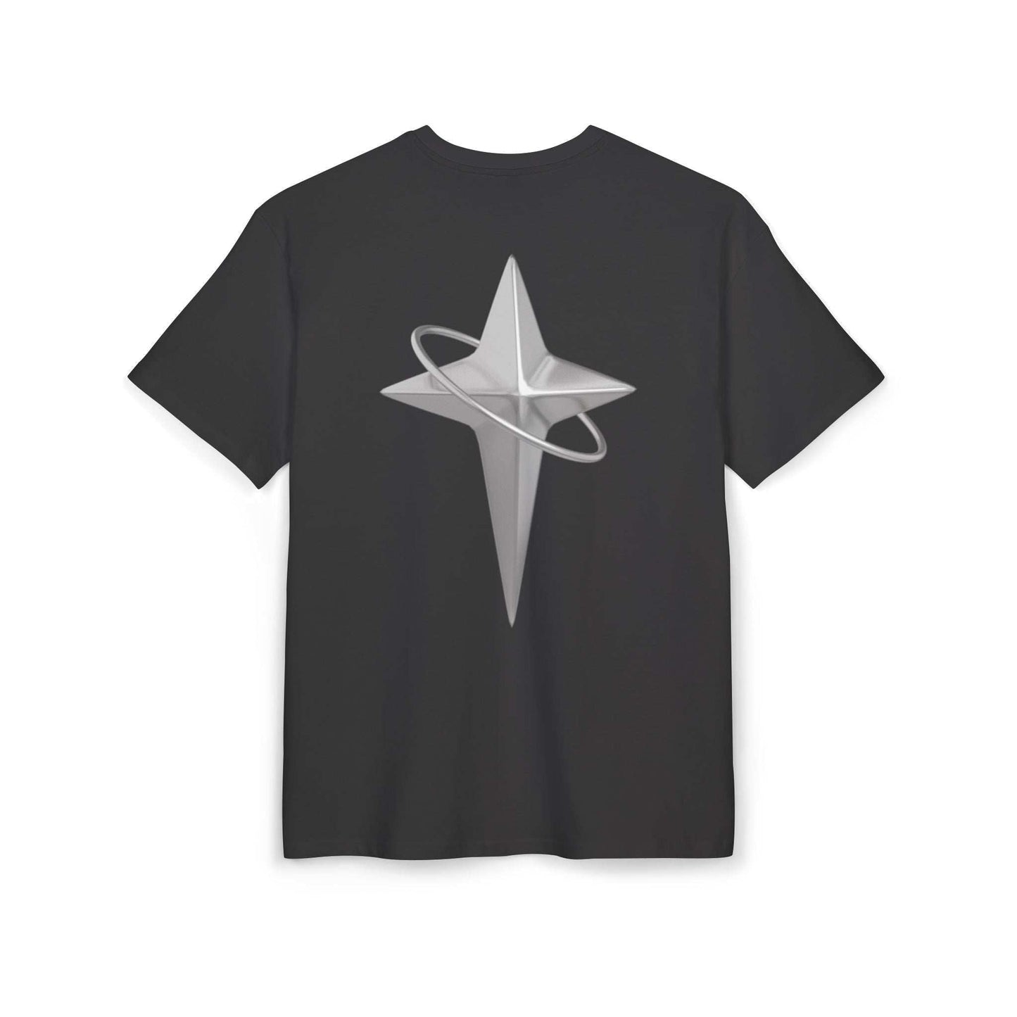 T-shirt VALOR – Gravité noir avec étoile métallique et anneau imprimés, coton premium confortable, style streetwear sportif.