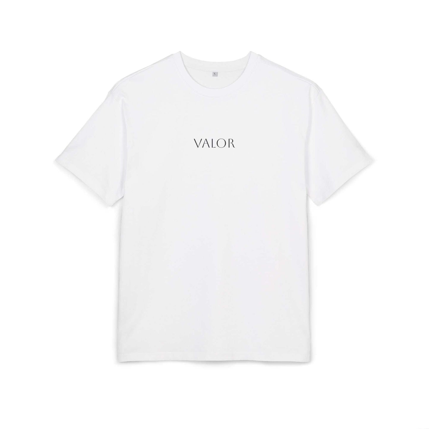 Tee-shirt blanc VALOR - REPRESENT en coton doux avec logo minimaliste au centre, symbole de courage et dépassement de soi.