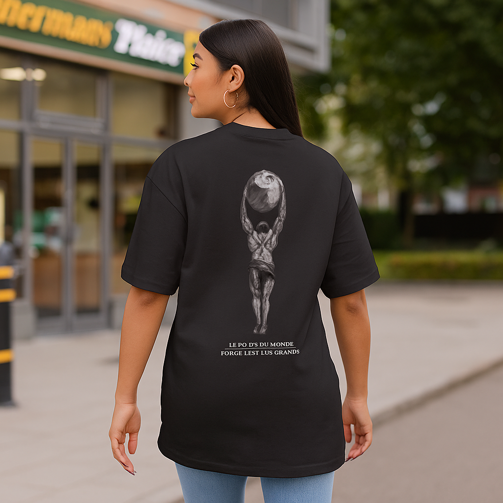 Tee shirt oversize VALOR – Le Poids du Monde noir porter par un sportif
