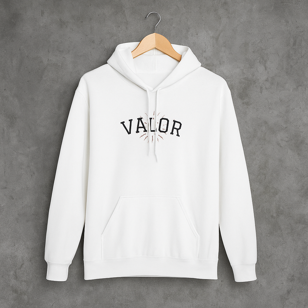 Pull a capuche VALOR – Essential Drop blanc