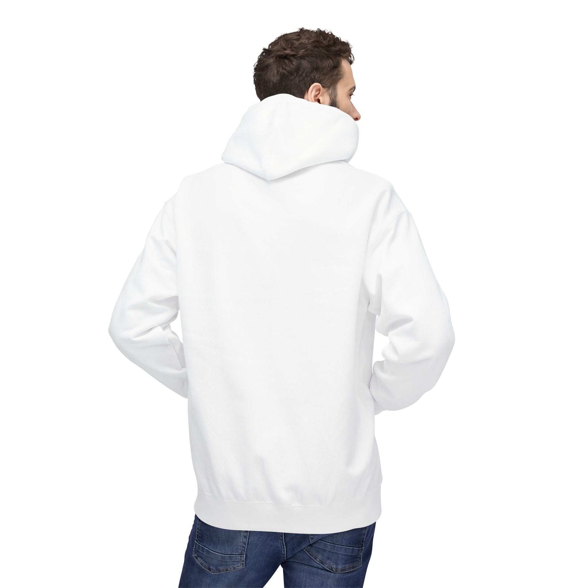 Pull a capuche VALOR – Essential Drop blanc porter par un sportif