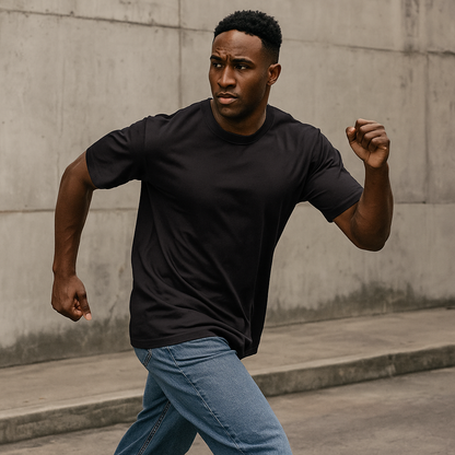 Tee-shirt VALOR – North Star noir en coton premium avec étoile noire imprimée dans le dos, symbole de persévérance et de direction