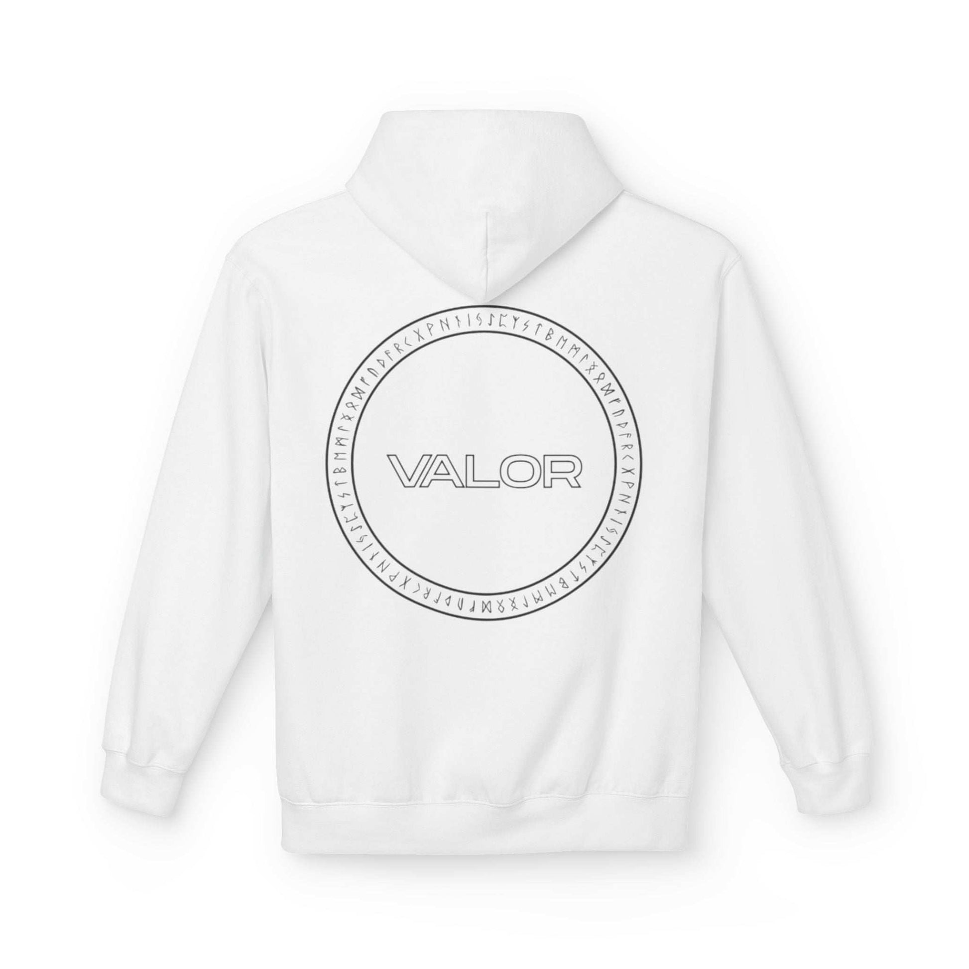Hoodies VALOR – Runic Circle blanc a capuche de dos 