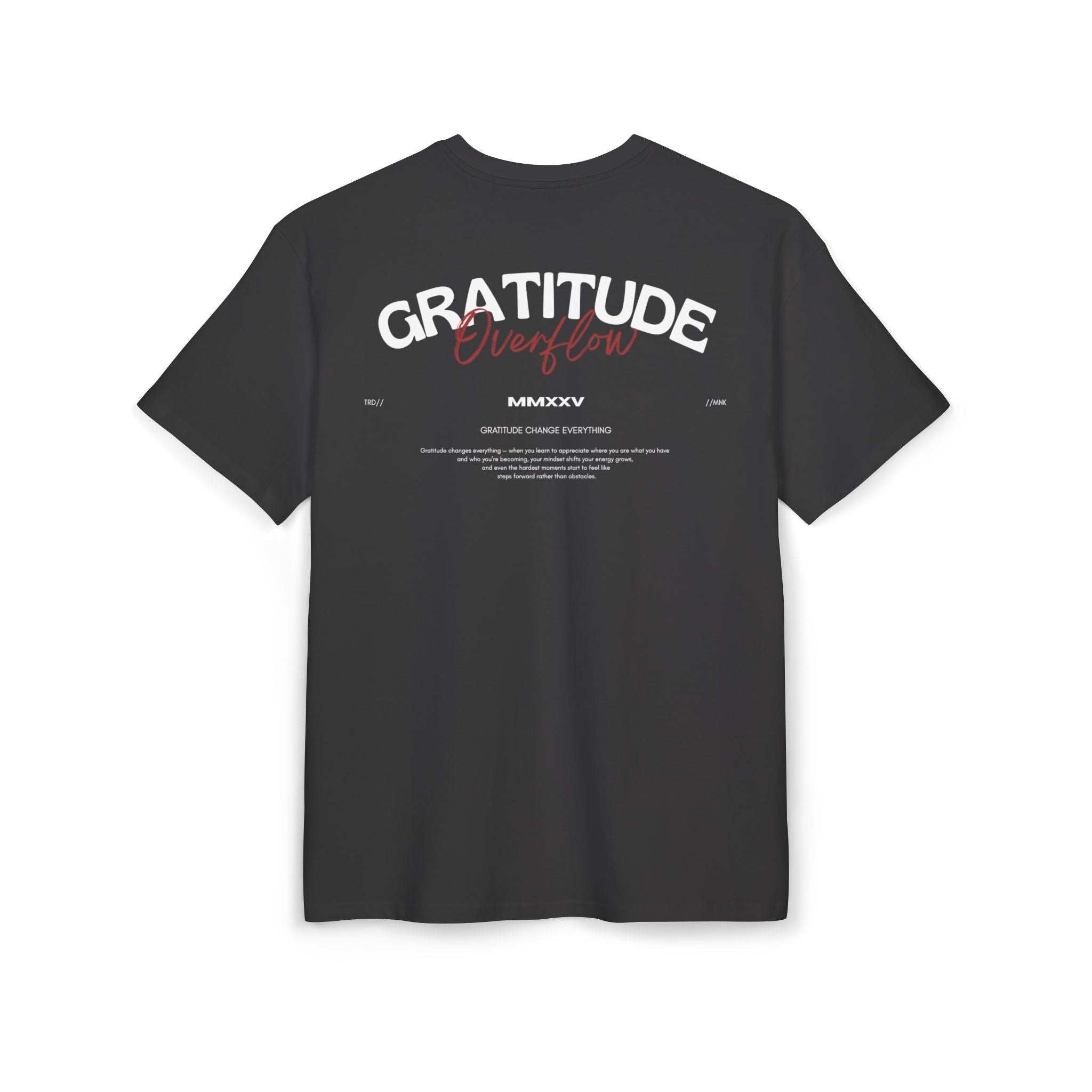 Tee shirt oversize mUn tee shirt oversize musculation VALOR "Gratitude Overflow" avec message arrière inspirant fitness et sports de combatusculation VALOR "Gratitude Overflow" homme, design fitness et sports de combat, message de gratitude et discipline.