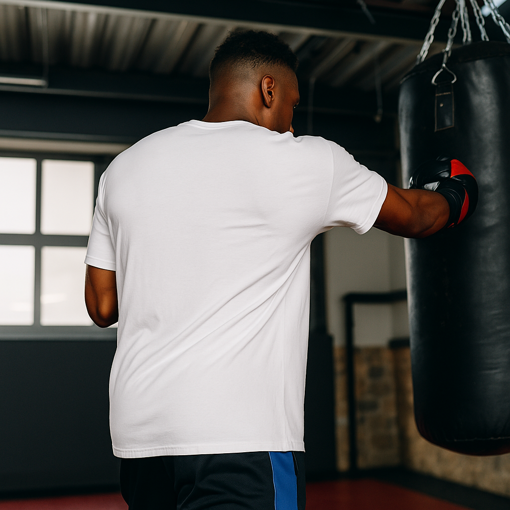T-shirt blanc VALOR – Bold Statement avec logo noir audacieux, coupe droite en coton premium pour un style urbain et sportif.