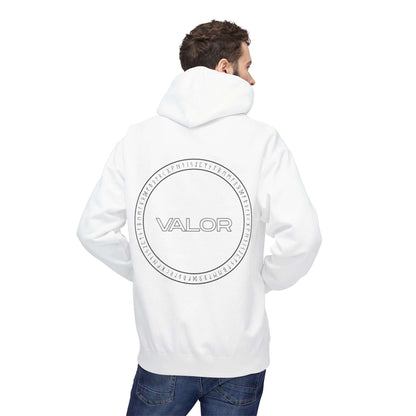 Hoodies VALOR – Runic Circle blanc a capuche porter par un sportif