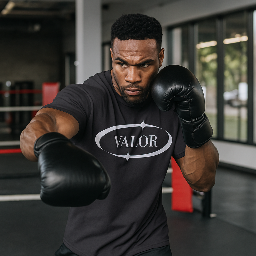 T-shirt noir VALOR – Eclipse avec logo ovale lumineux, coton premium confortable et coupe moderne