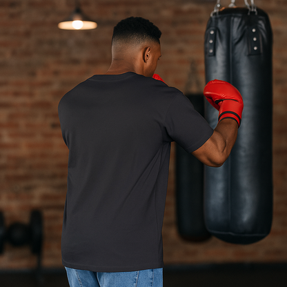 T-shirt noir VALOR – Eclipse avec logo ovale lumineux, coton premium confortable et coupe moderne